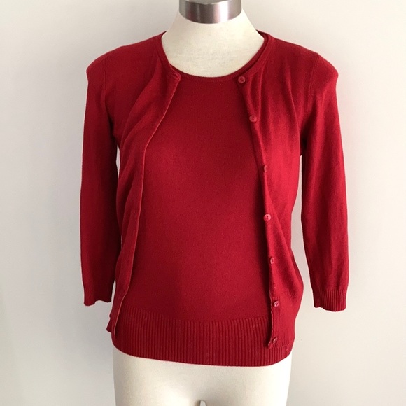 SABA twin set , tank top & cardigan SIZE 6-8 in rich red🌹 - Picture 6 of 10